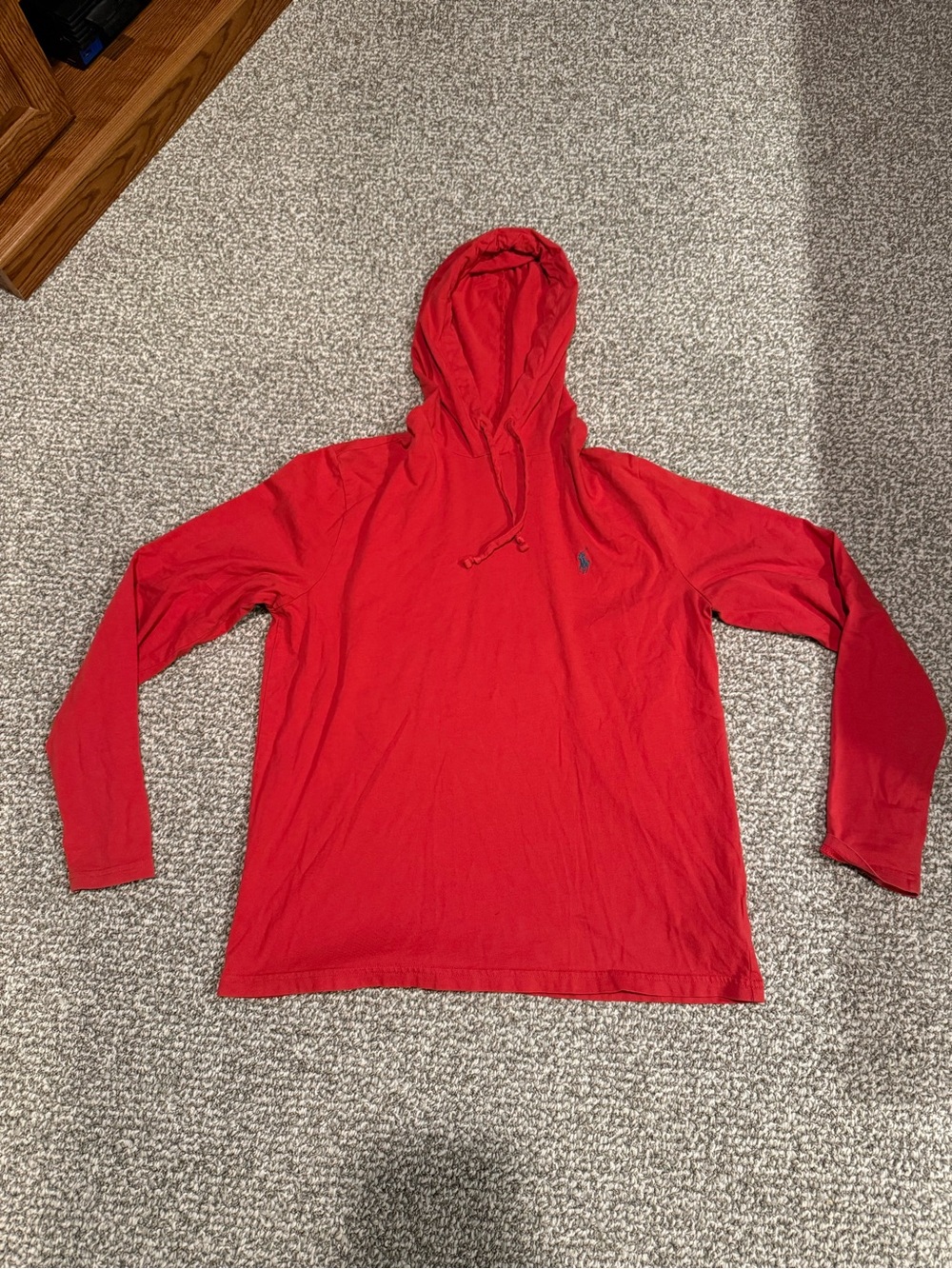 Red Polo Ralph Lauren Hooded Long Sleeve T Shirt
